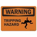 Signmission OSHA Warning Sign, Tripping Hazard, 24in X 18in Aluminum, 24" W, 18" H, Landscape OS-WS-A-1824-L-19724